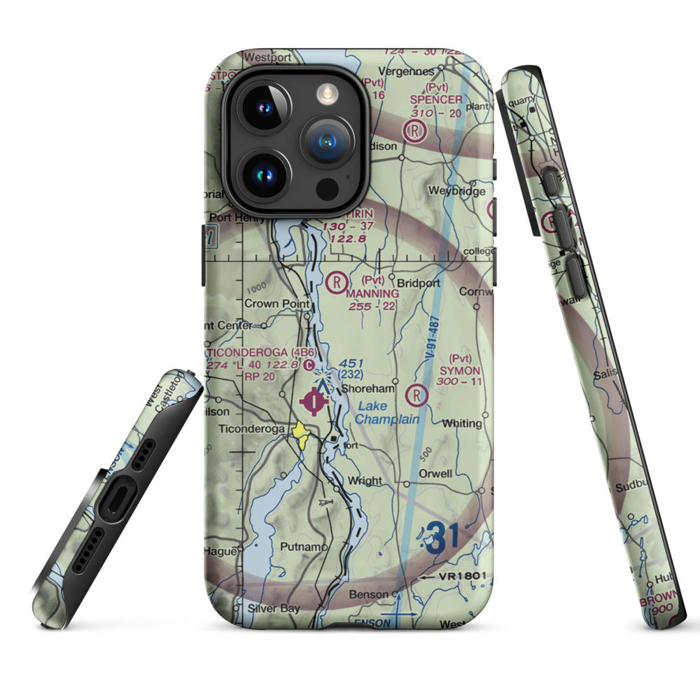 Torrey Airport (VT24) VFR Sectional  Tough iPhone Case iPhone 15 Pro Max model shown
