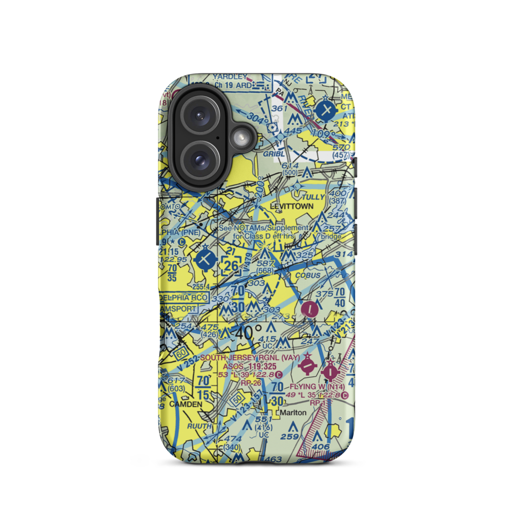 Total Rf Heliport (00A) VFR Sectional  Tough iPhone Case iPhone 16 model shown