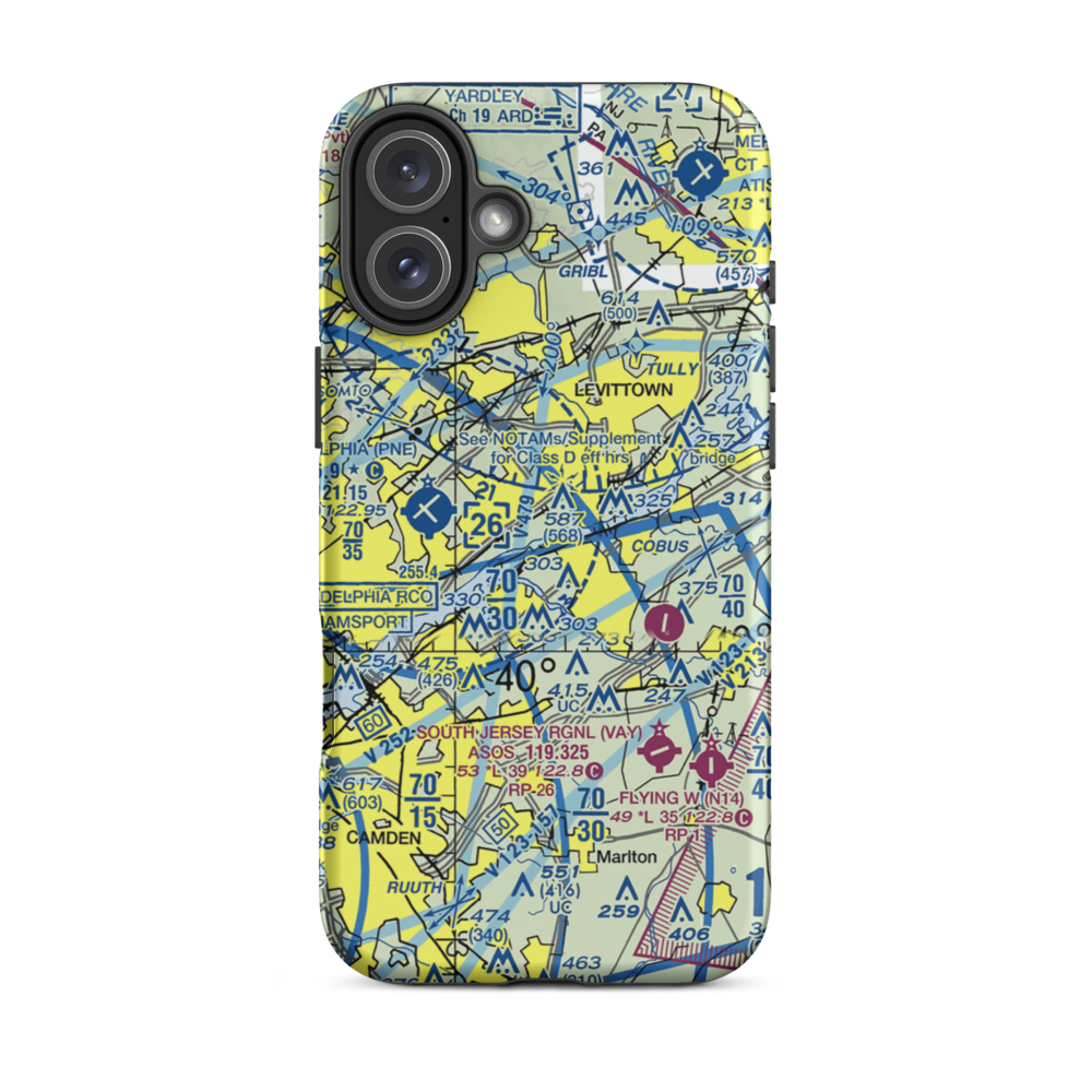 Total Rf Heliport (00A) VFR Sectional  Tough iPhone Case iPhone 16 Plus model shown