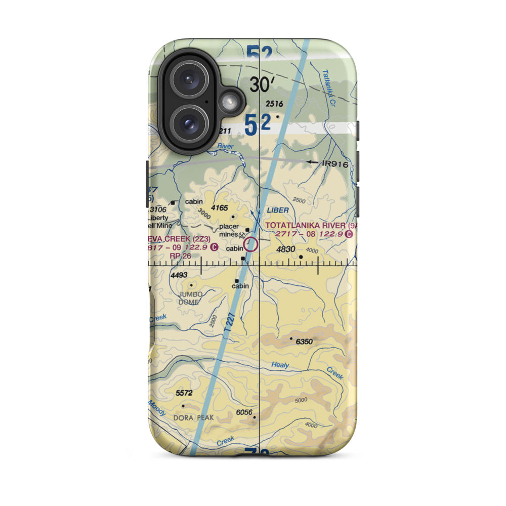 Totatlanika River Airport (9AK) VFR Sectional  Tough iPhone Case iPhone 16 Plus model shown