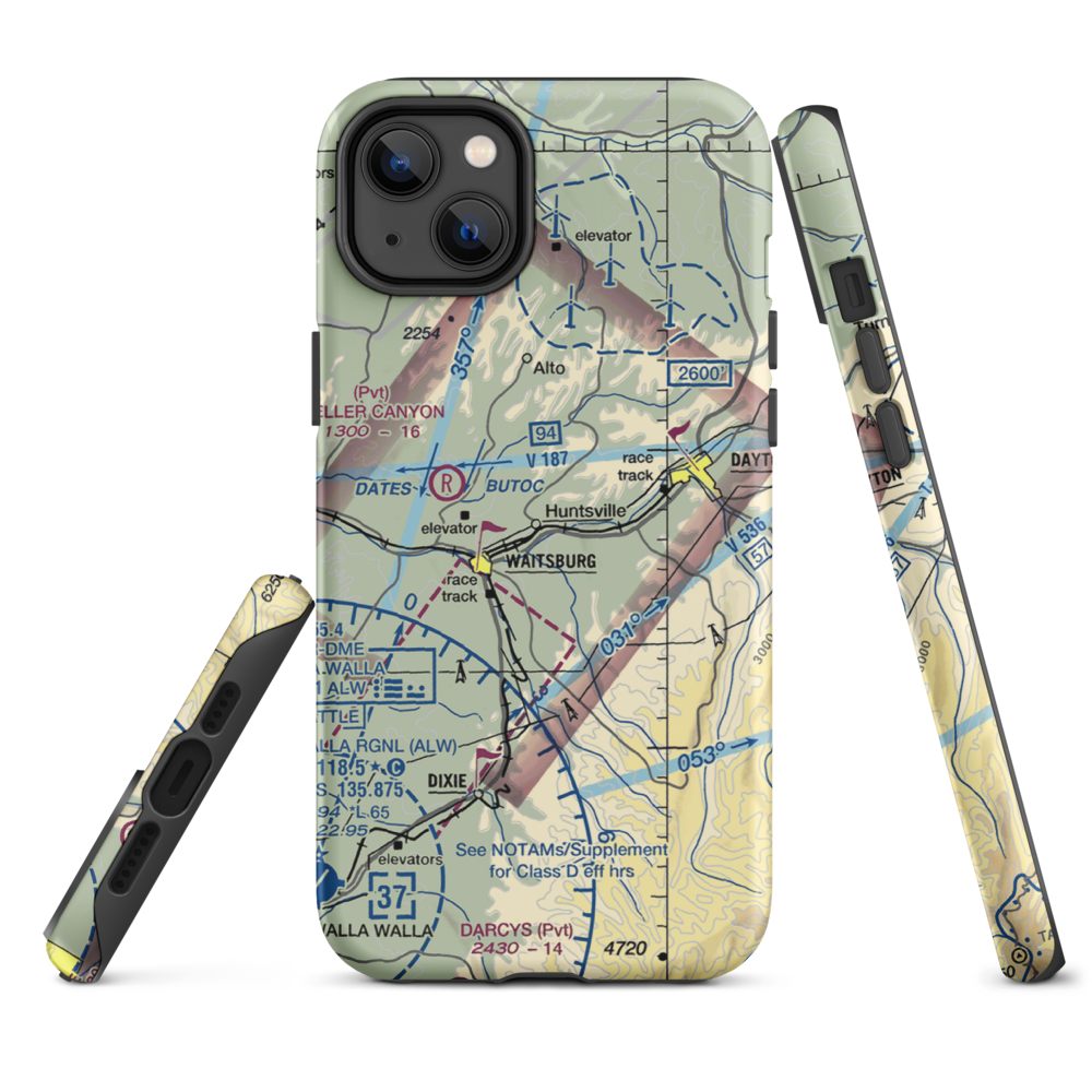 Touchet Valley Airport (2WA9) VFR Sectional  Tough iPhone Case iPhone 14 Plus model shown