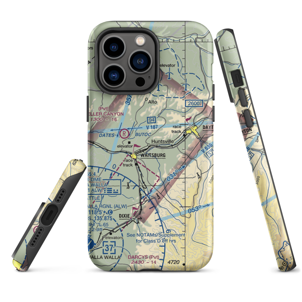 Touchet Valley Airport (2WA9) VFR Sectional  Tough iPhone Case iPhone 14 Pro Max model shown