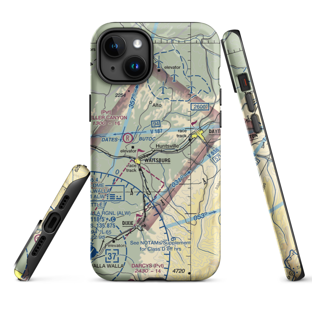 Touchet Valley Airport (2WA9) VFR Sectional  Tough iPhone Case iPhone 15 Plus model shown