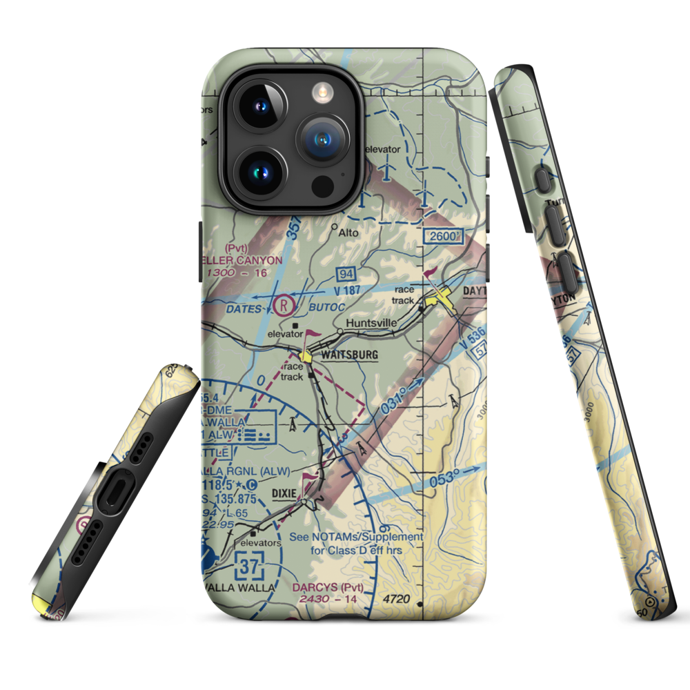 Touchet Valley Airport (2WA9) VFR Sectional  Tough iPhone Case iPhone 15 Pro Max model shown