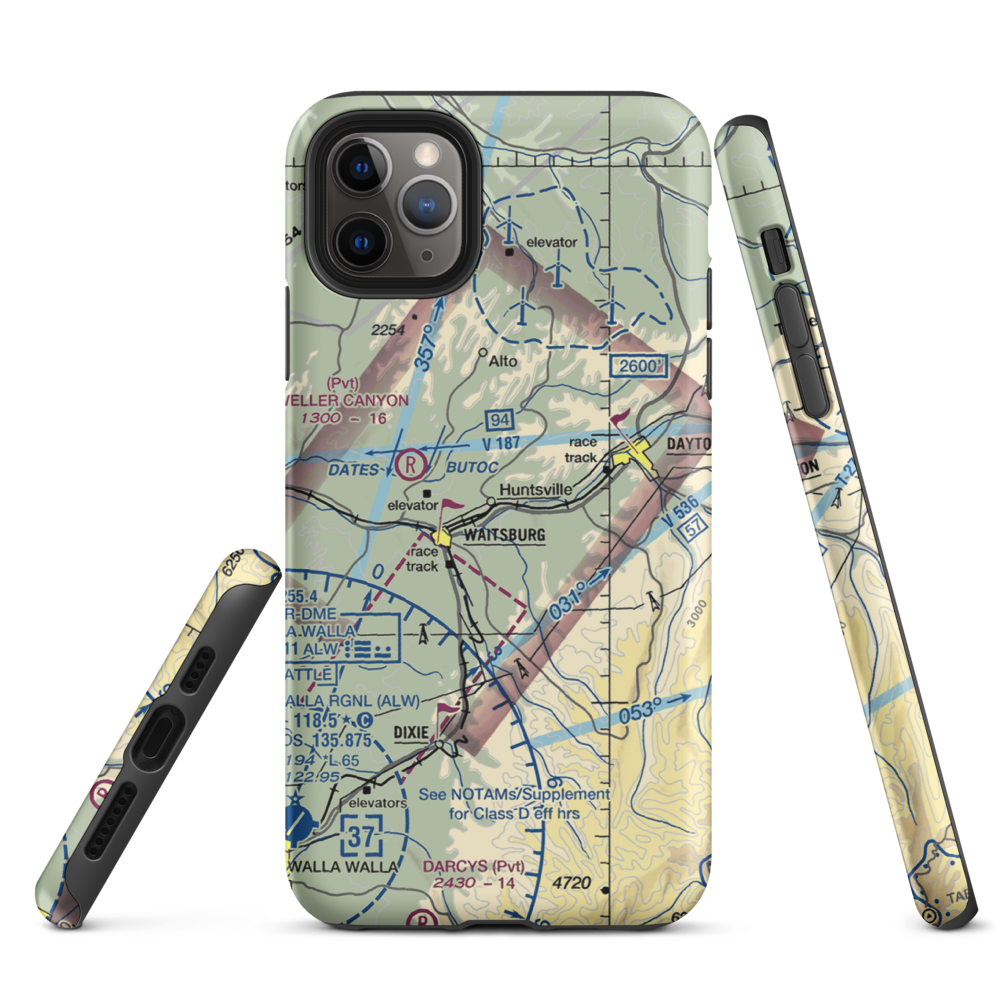 Touchet Valley Airport (2WA9) VFR Sectional  Tough iPhone Case iPhone 11 Pro Max model shown