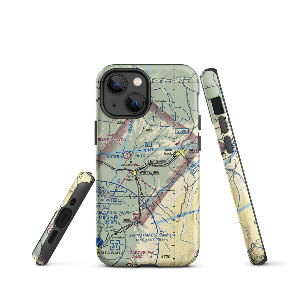 Touchet Valley Airport (2WA9) VFR Sectional  Tough iPhone Case iPhone 13 mini model shown