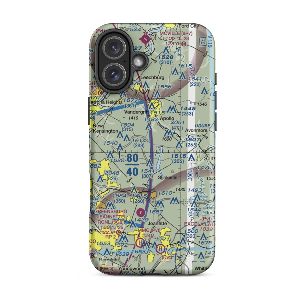 Tower Airfield (6PA1) VFR Sectional  Tough iPhone Case iPhone 16 Plus model shown