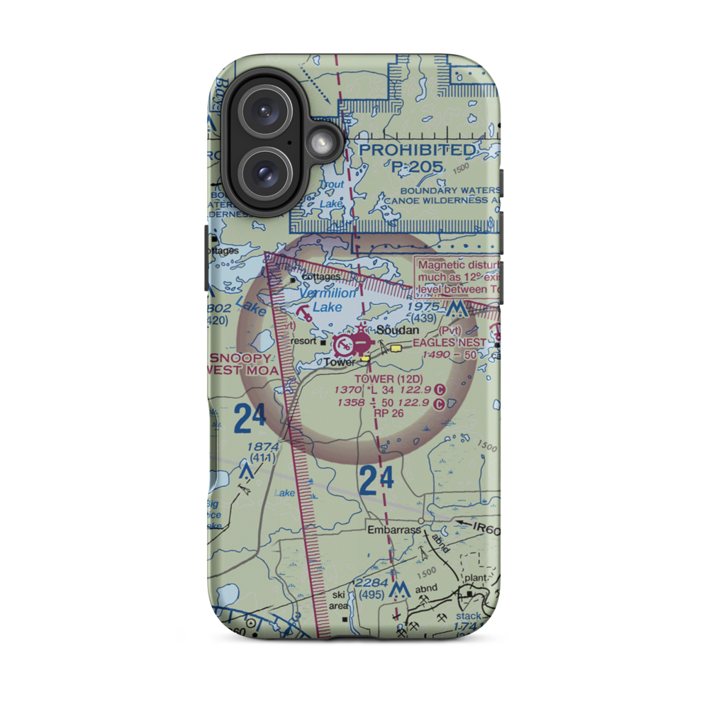 Tower Municipal Airport (12D) VFR Sectional  Tough iPhone Case iPhone 16 Plus model shown