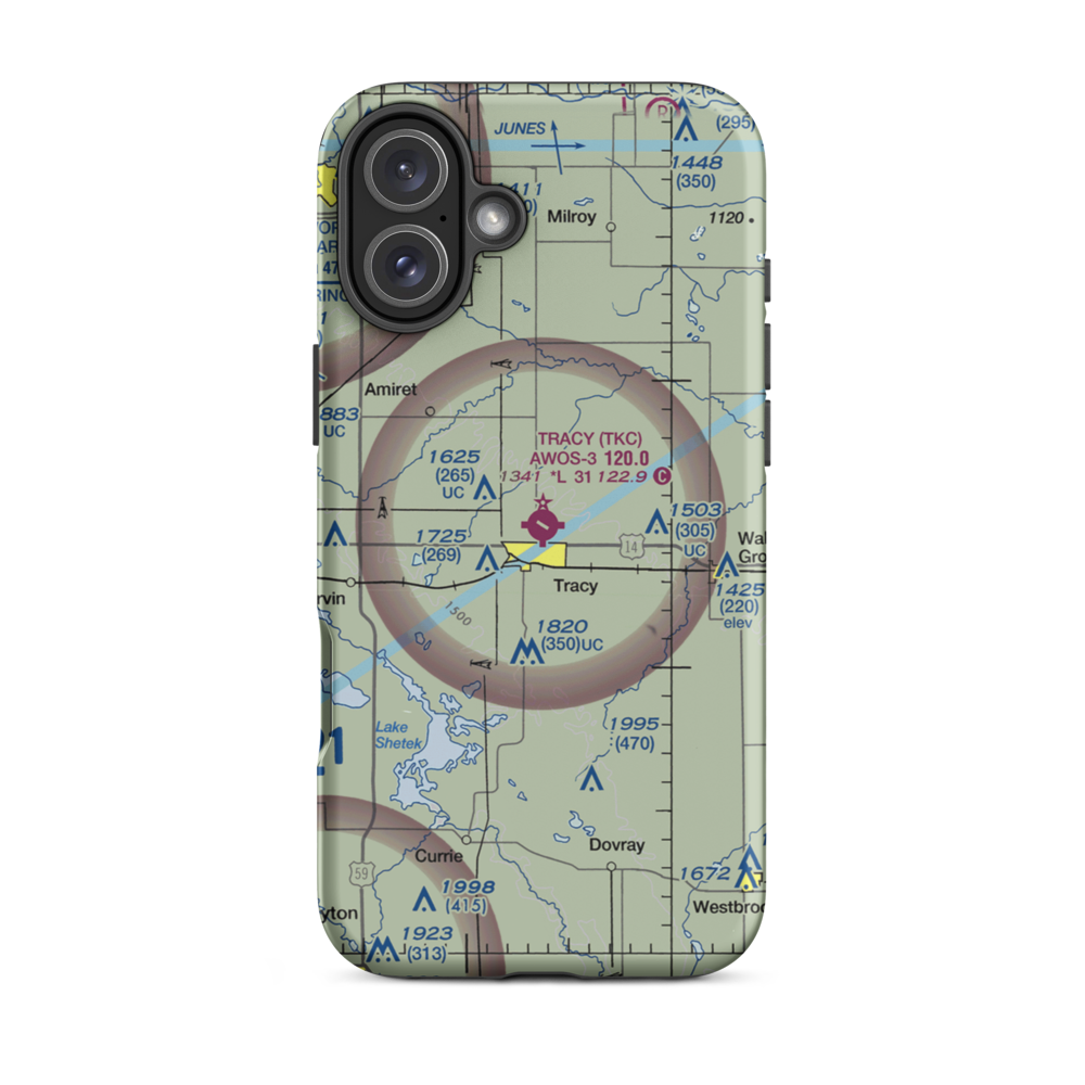 Tracy Municipal Airport (TKC) VFR Sectional  Tough iPhone Case iPhone 16 Plus model shown