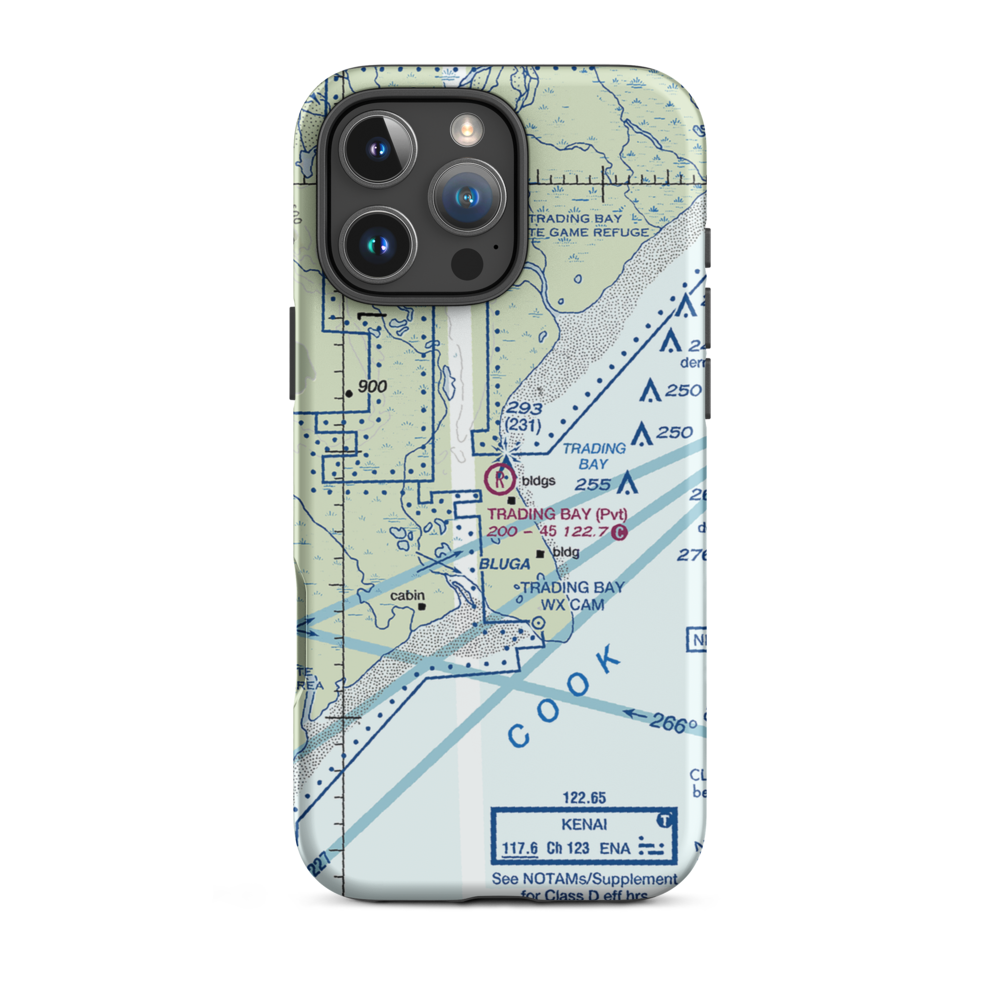 Trading Bay Production Airport (5AK0) VFR Sectional  Tough iPhone Case iPhone 16 Pro Max model shown