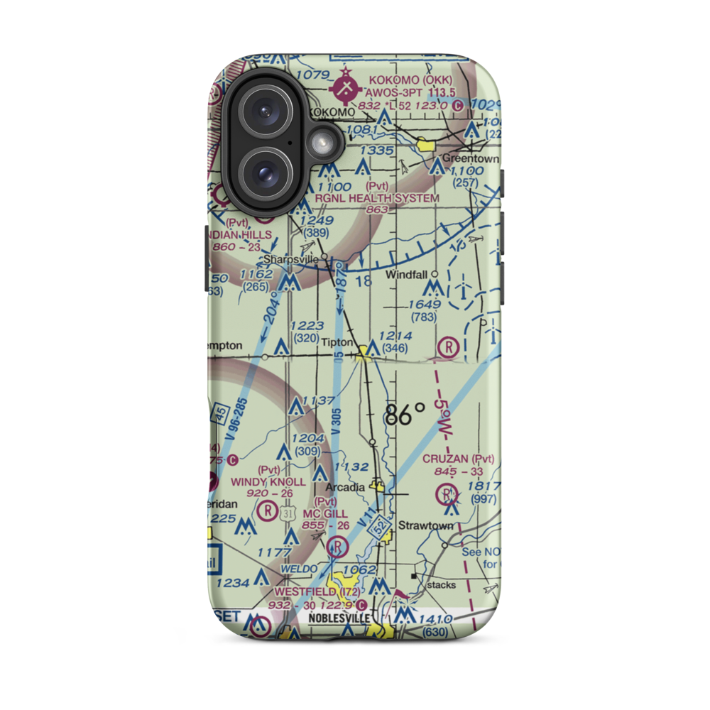 Tragesser Airport (5IN3) VFR Sectional  Tough iPhone Case iPhone 16 Plus model shown