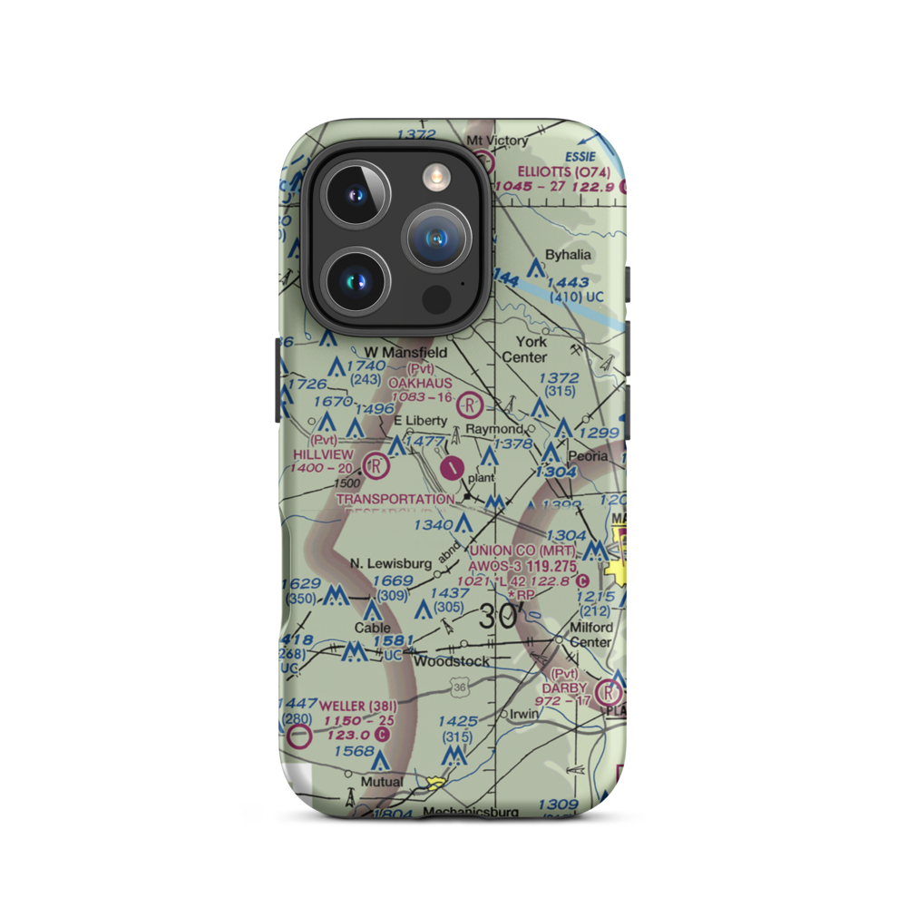 Transportation Research Center of Ohio Airport (9OI5) VFR Sectional  Tough iPhone Case iPhone 16 Pro model shown
