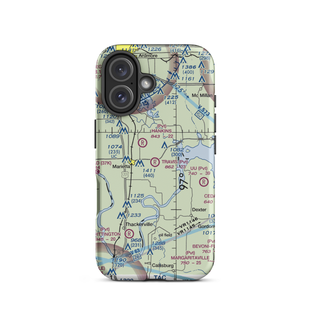 Travis Airport (OK29) VFR Sectional  Tough iPhone Case iPhone 16 model shown