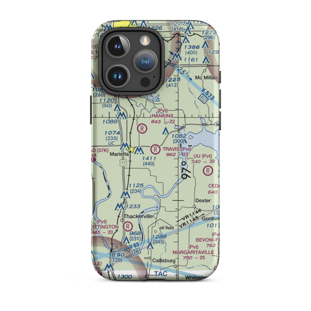 Travis Airport (OK29) VFR Sectional  Tough iPhone Case iPhone 16 Pro Max model shown