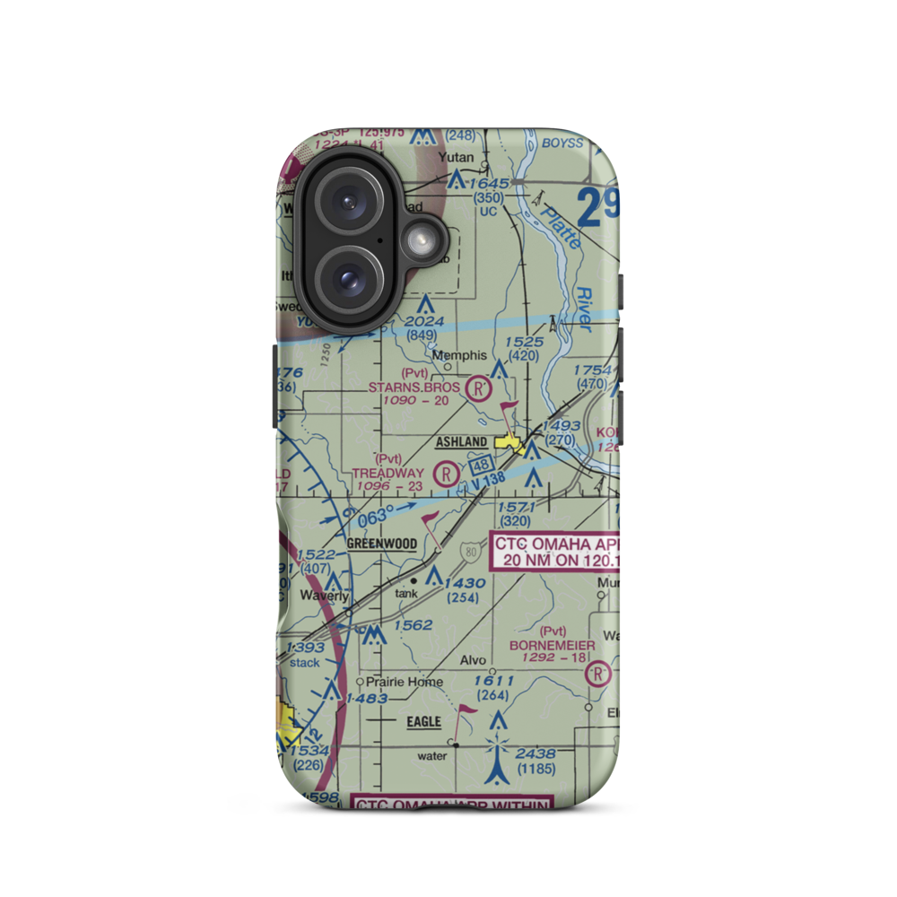 Treadway Air Airport (NE26) VFR Sectional  Tough iPhone Case iPhone 16 model shown