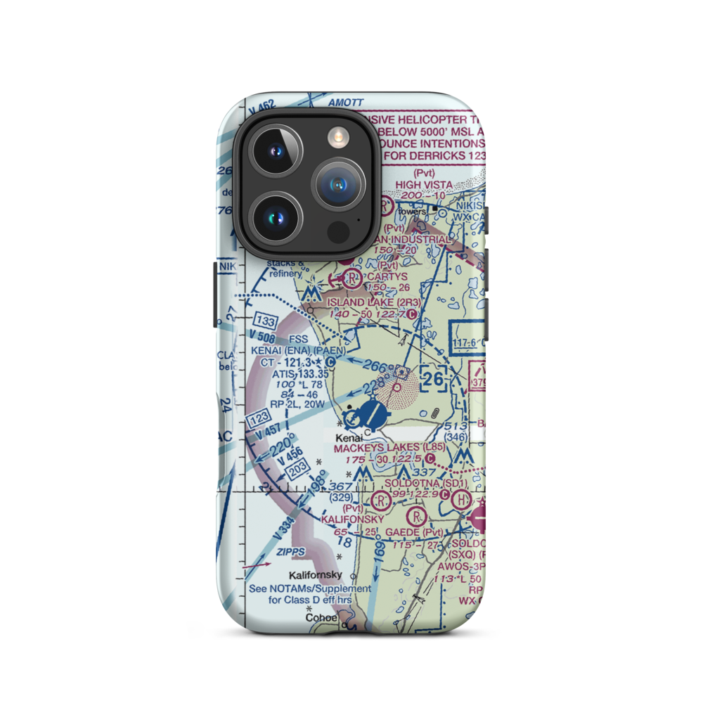 Treasure Chest Airport (AA16) VFR Sectional  Tough iPhone Case iPhone 16 Pro model shown