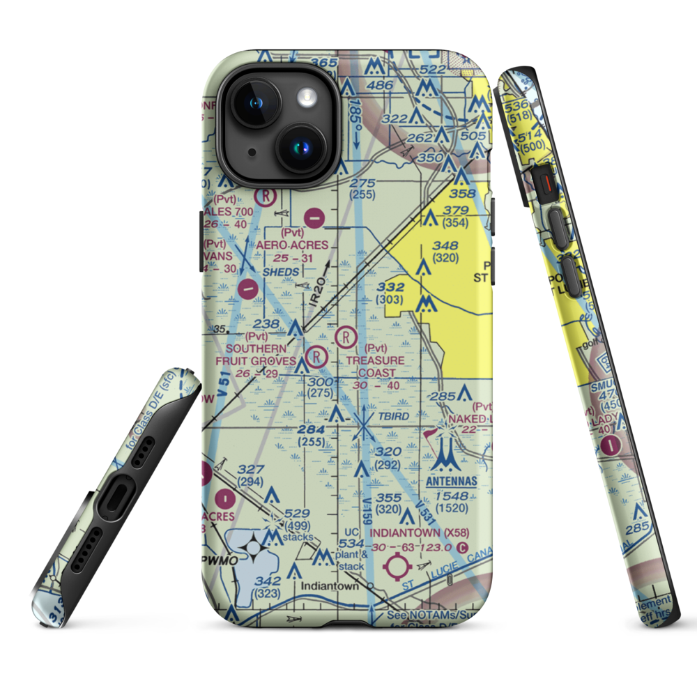 Treasure Coast Airpark (FL37) VFR Sectional  Tough iPhone Case iPhone 15 Plus model shown