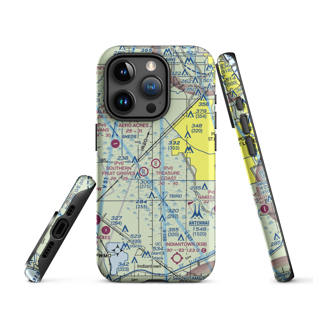 Treasure Coast Airpark (FL37) VFR Sectional  Tough iPhone Case iPhone 15 Pro model shown