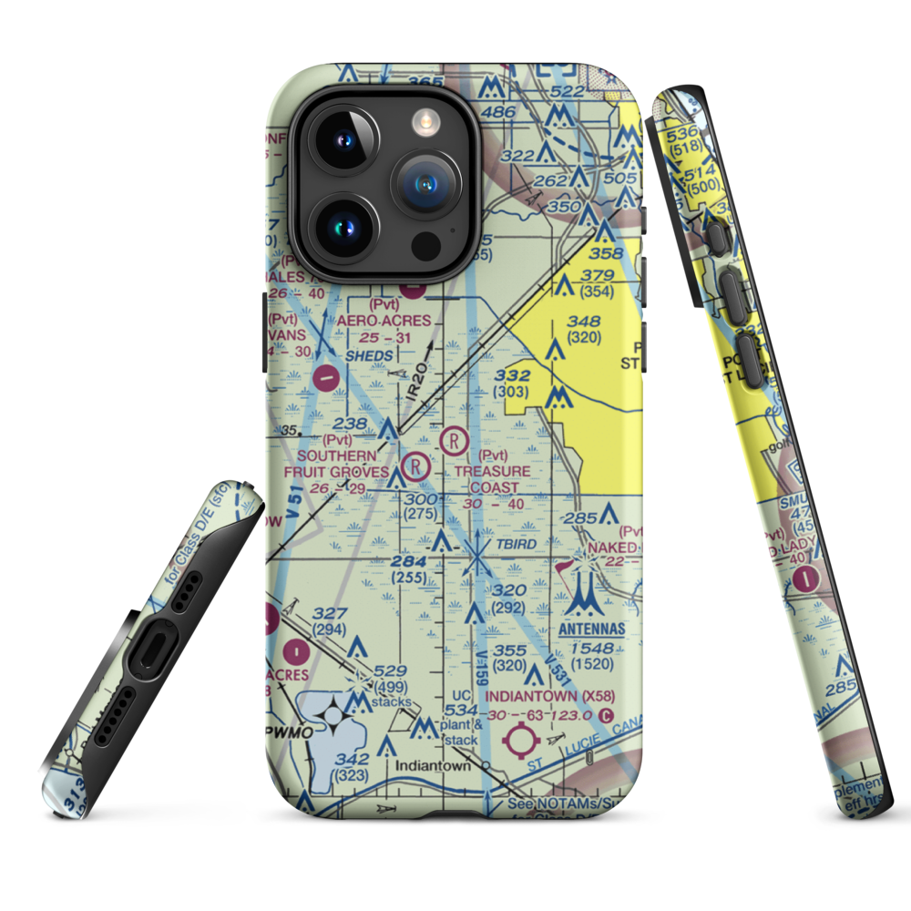 Treasure Coast Airpark (FL37) VFR Sectional  Tough iPhone Case iPhone 15 Pro Max model shown