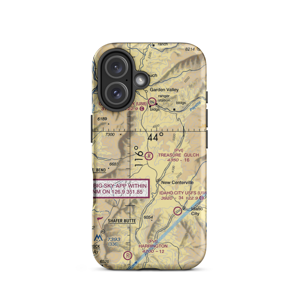 Treasure Gulch Airport (22ID) VFR Sectional  Tough iPhone Case iPhone 16 model shown