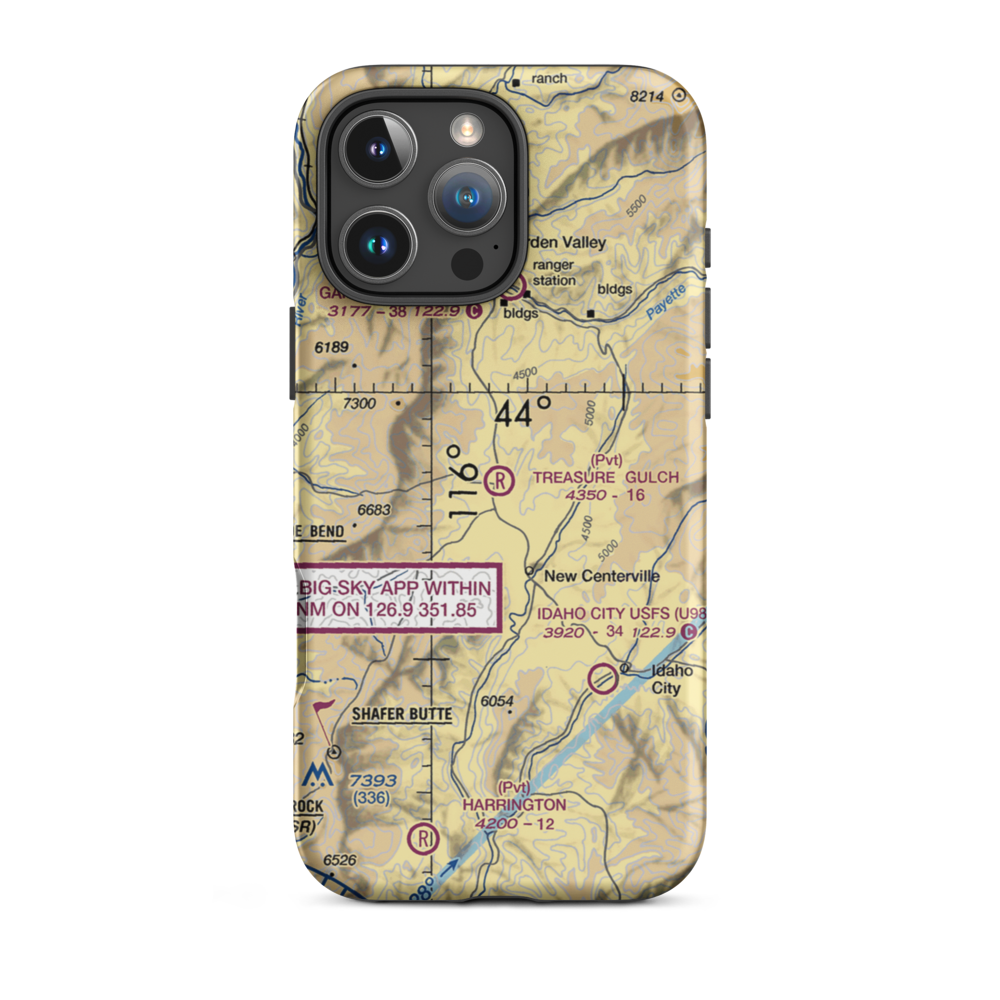 Treasure Gulch Airport (22ID) VFR Sectional  Tough iPhone Case iPhone 16 Pro Max model shown