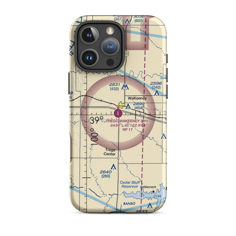 Trego Wakeeney Airport (0H1) VFR Sectional  Tough iPhone Case iPhone 16 Pro Max model shown