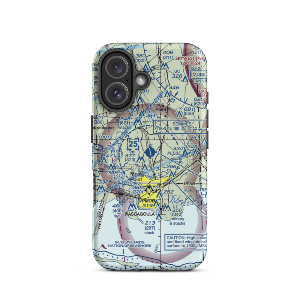 Trent Lott International Airport (PQL) VFR Sectional  Tough iPhone Case iPhone 16 model shown