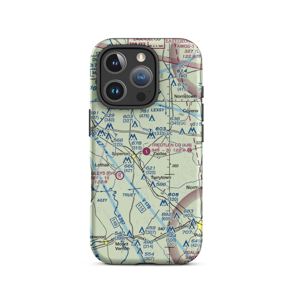 Treutlen County Airport (4J8) VFR Sectional  Tough iPhone Case iPhone 16 Pro model shown