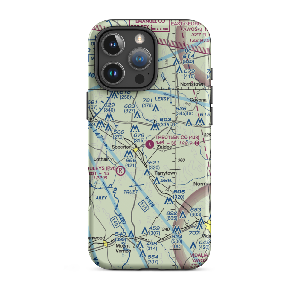 Treutlen County Airport (4J8) VFR Sectional  Tough iPhone Case iPhone 16 Pro Max model shown