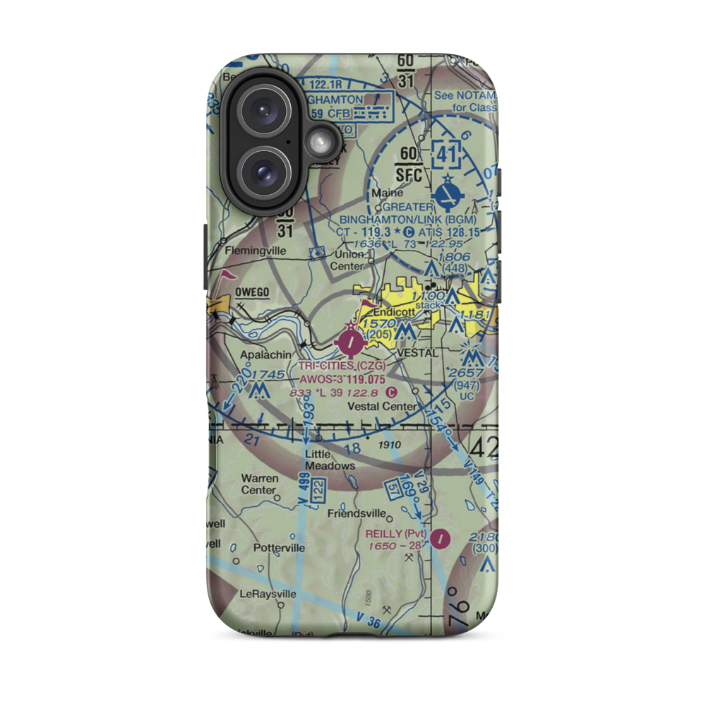 Tri Cities Airport (CZG) VFR Sectional  Tough iPhone Case iPhone 16 Plus model shown