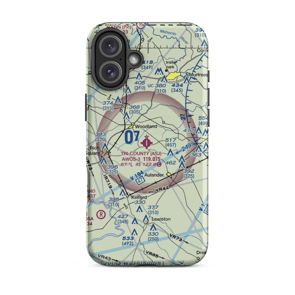 Tri County Airport (ASJ) VFR Sectional  Tough iPhone Case iPhone 16 Plus model shown