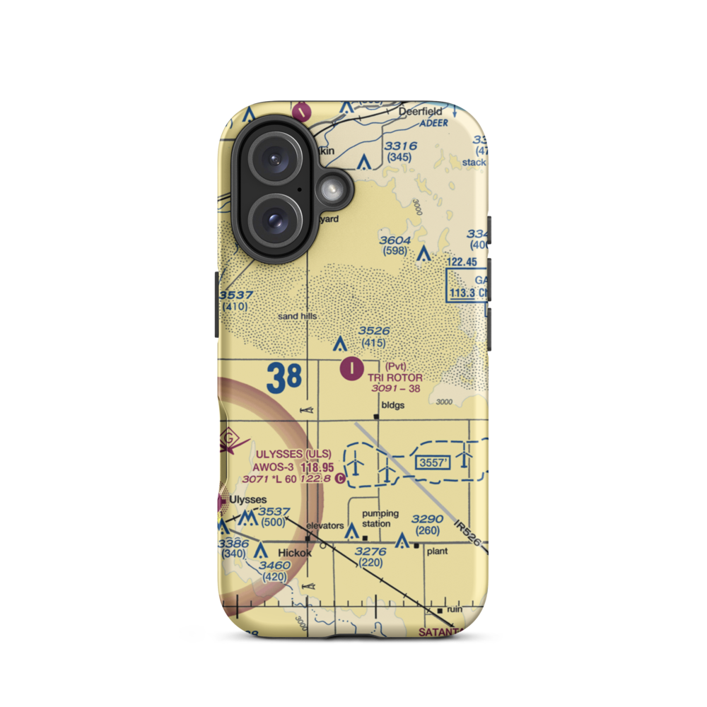 Tri Rotor Airport (3KS9) VFR Sectional  Tough iPhone Case iPhone 16 model shown