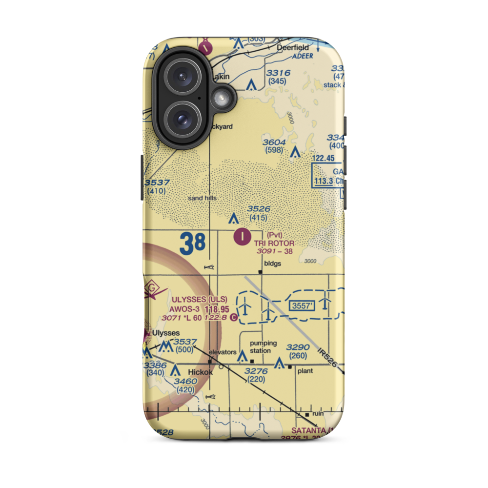 Tri Rotor Airport (3KS9) VFR Sectional  Tough iPhone Case iPhone 16 Plus model shown