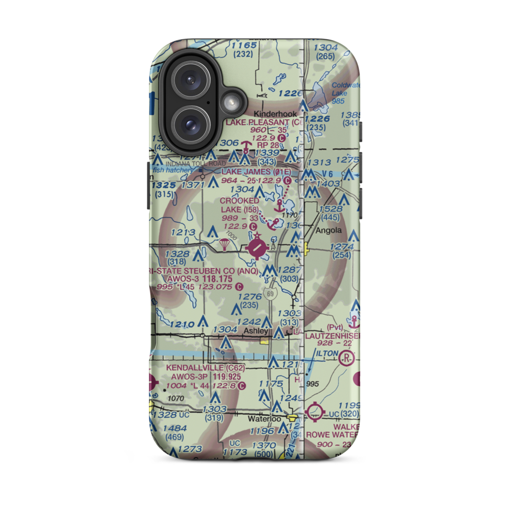 Tri State Steuben County Airport (ANQ) VFR Sectional  Tough iPhone Case iPhone 16 Plus model shown