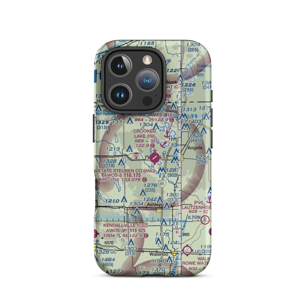 Tri State Steuben County Airport (ANQ) VFR Sectional  Tough iPhone Case iPhone 16 Pro model shown