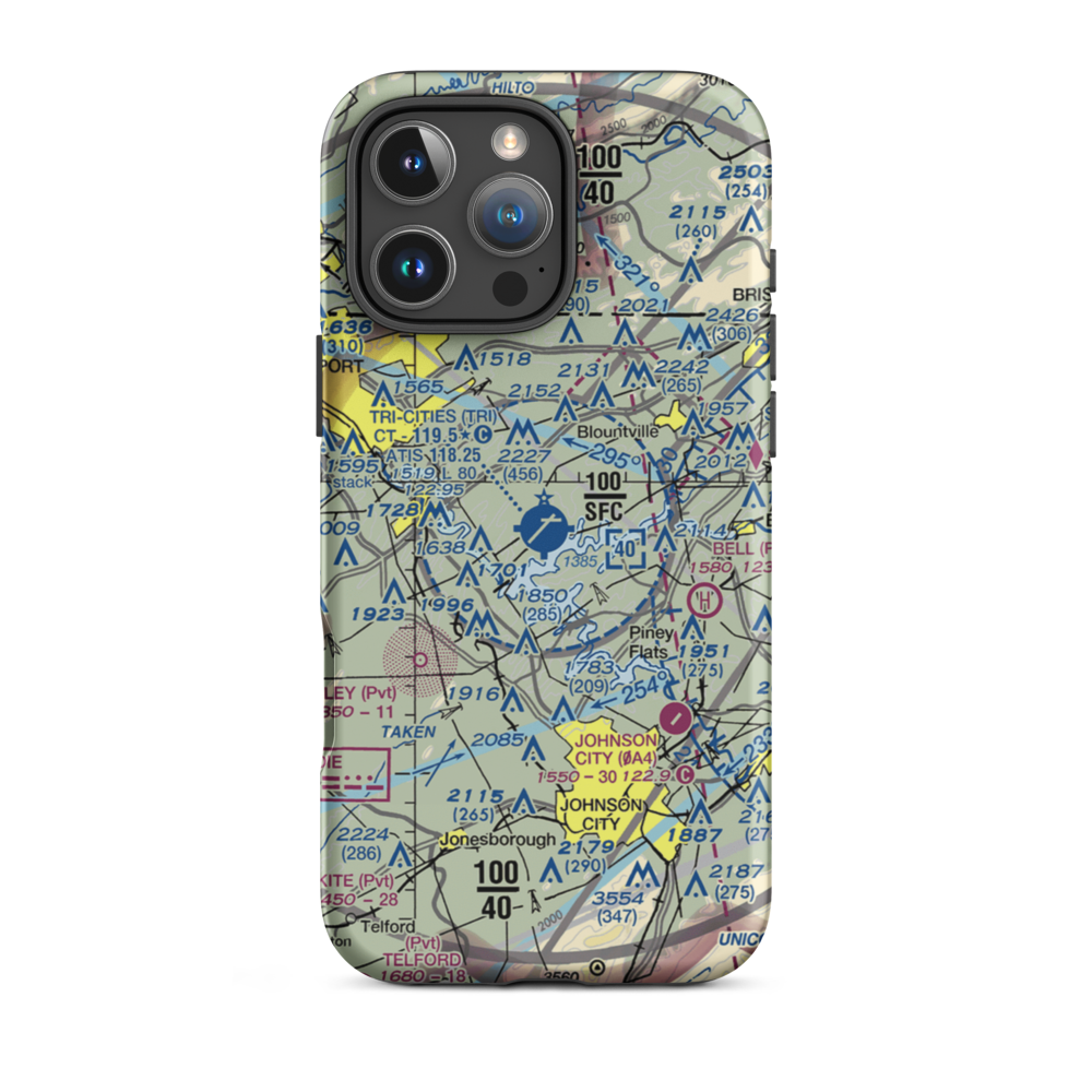 Tri-Cities Regional TN/VA Airport (TRI) VFR Sectional  Tough iPhone Case iPhone 16 Pro Max model shown