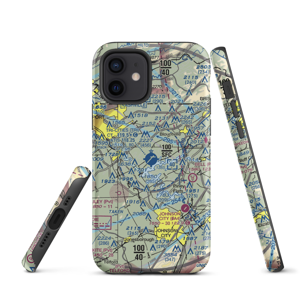 Tri-Cities Regional TN/VA Airport (TRI) VFR Sectional  Tough iPhone Case iPhone 12 model shown