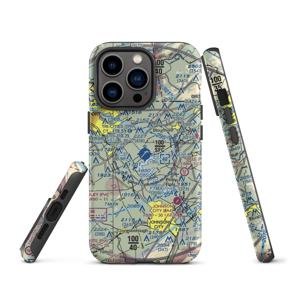 Tri-Cities Regional TN/VA Airport (TRI) VFR Sectional  Tough iPhone Case iPhone 13 Pro model shown