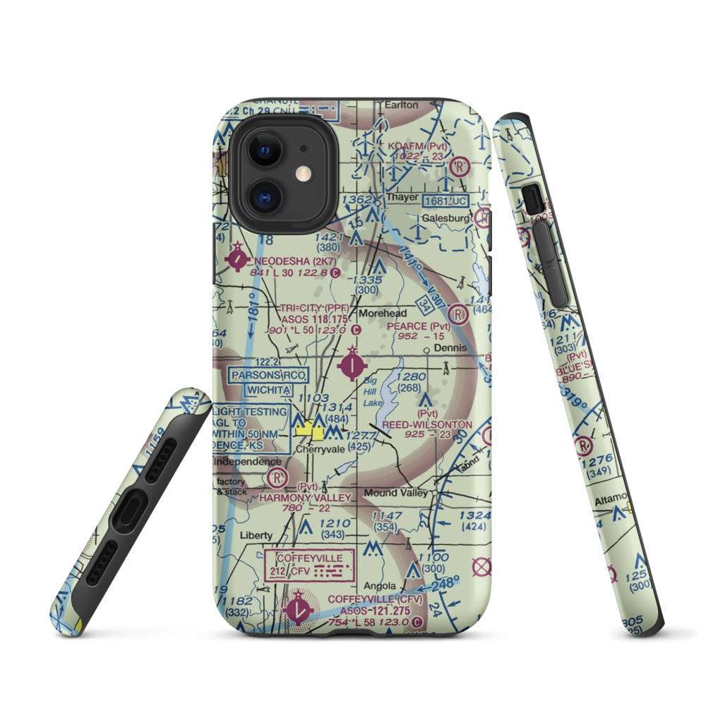 Tri-City Airport (PPF) VFR Sectional  Tough iPhone Case iPhone 11 model shown