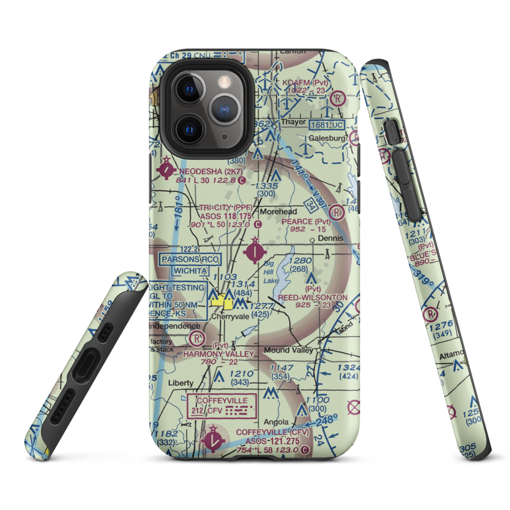 Tri-City Airport (PPF) VFR Sectional  Tough iPhone Case iPhone 11 Pro model shown