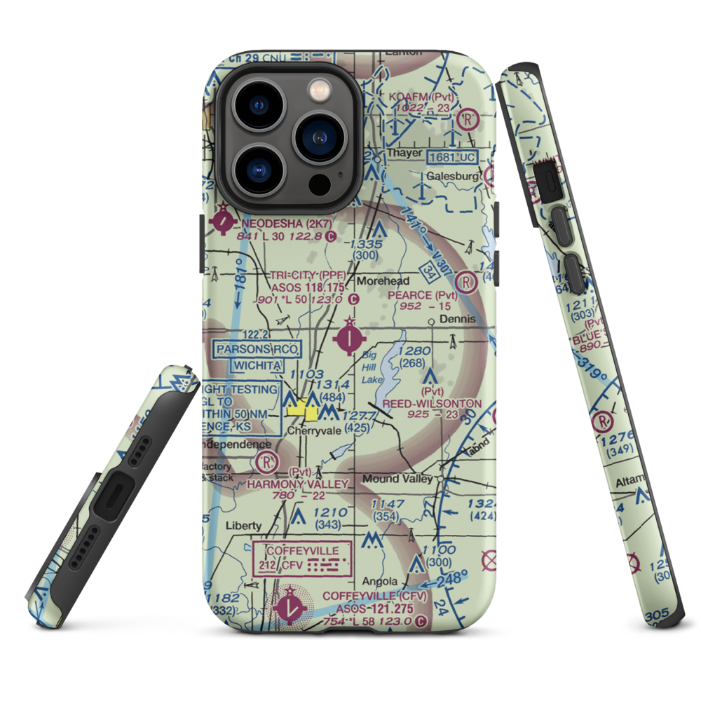 Tri-City Airport (PPF) VFR Sectional  Tough iPhone Case iPhone 13 Pro Max model shown