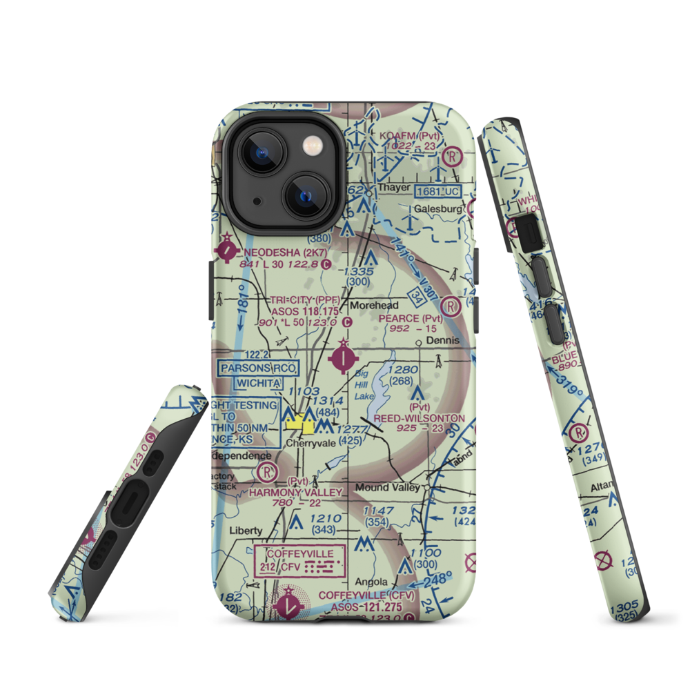 Tri-City Airport (PPF) VFR Sectional  Tough iPhone Case iPhone 14 model shown