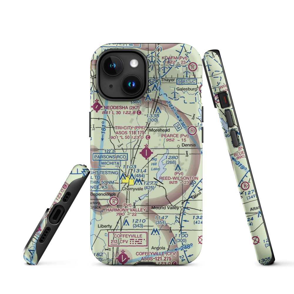 Tri-City Airport (PPF) VFR Sectional  Tough iPhone Case iPhone 15 model shown