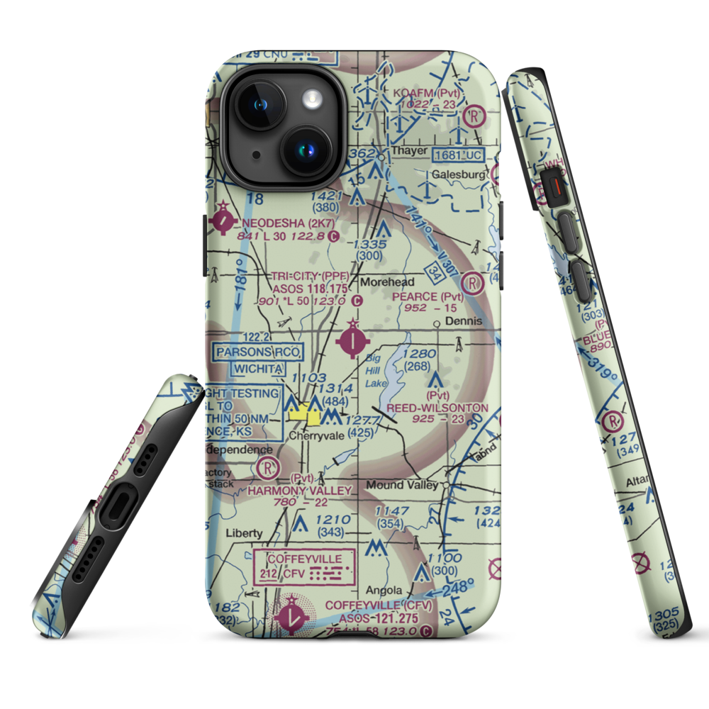 Tri-City Airport (PPF) VFR Sectional  Tough iPhone Case iPhone 15 Plus model shown