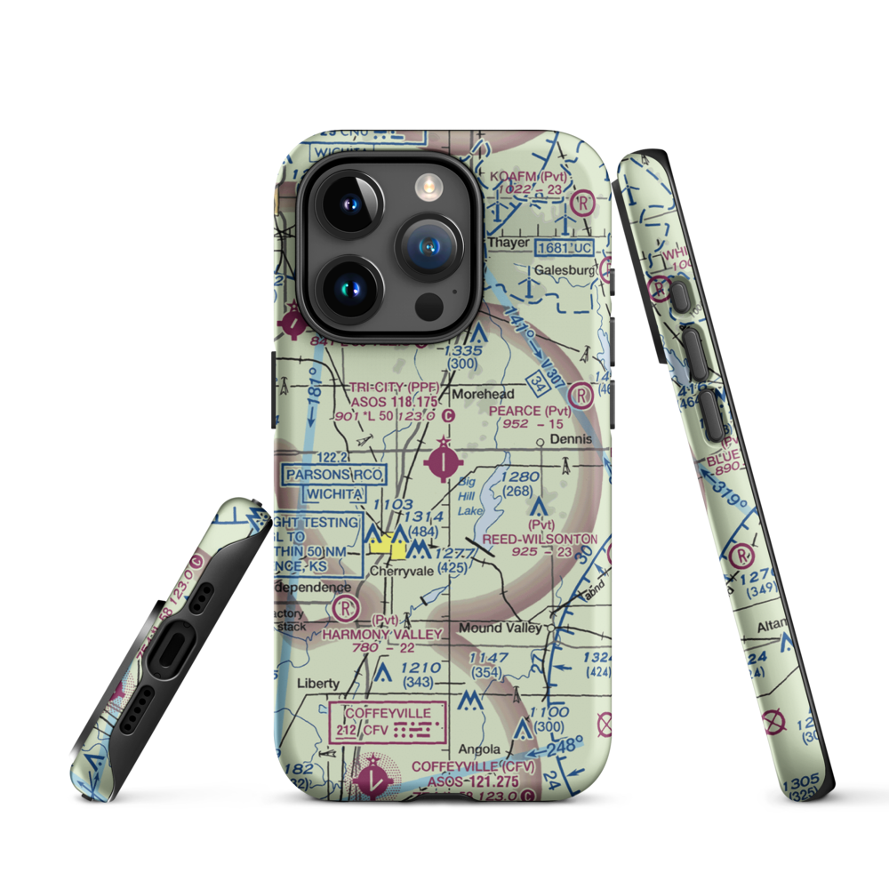Tri-City Airport (PPF) VFR Sectional  Tough iPhone Case iPhone 15 Pro model shown