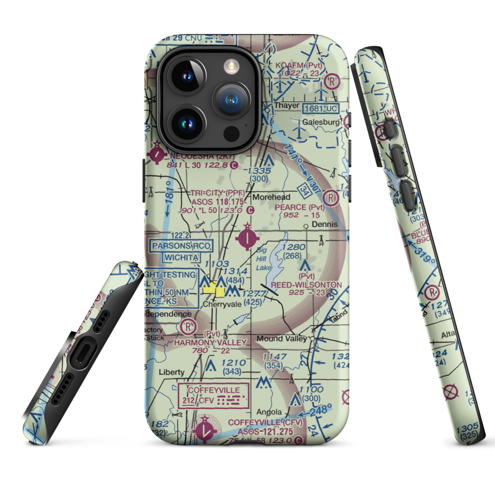 Tri-City Airport (PPF) VFR Sectional  Tough iPhone Case iPhone 15 Pro Max model shown