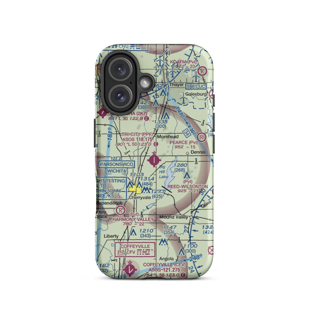 Tri-City Airport (PPF) VFR Sectional  Tough iPhone Case iPhone 16 model shown