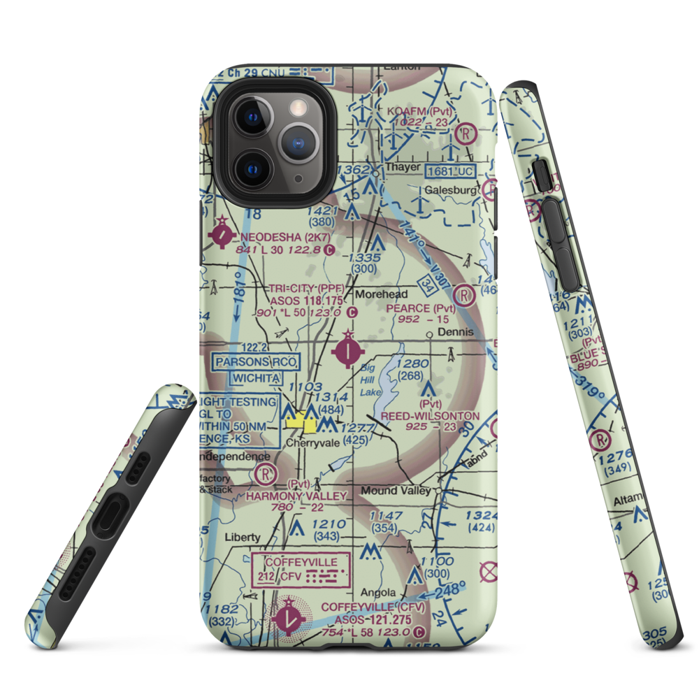 Tri-City Airport (PPF) VFR Sectional  Tough iPhone Case iPhone 11 Pro Max model shown