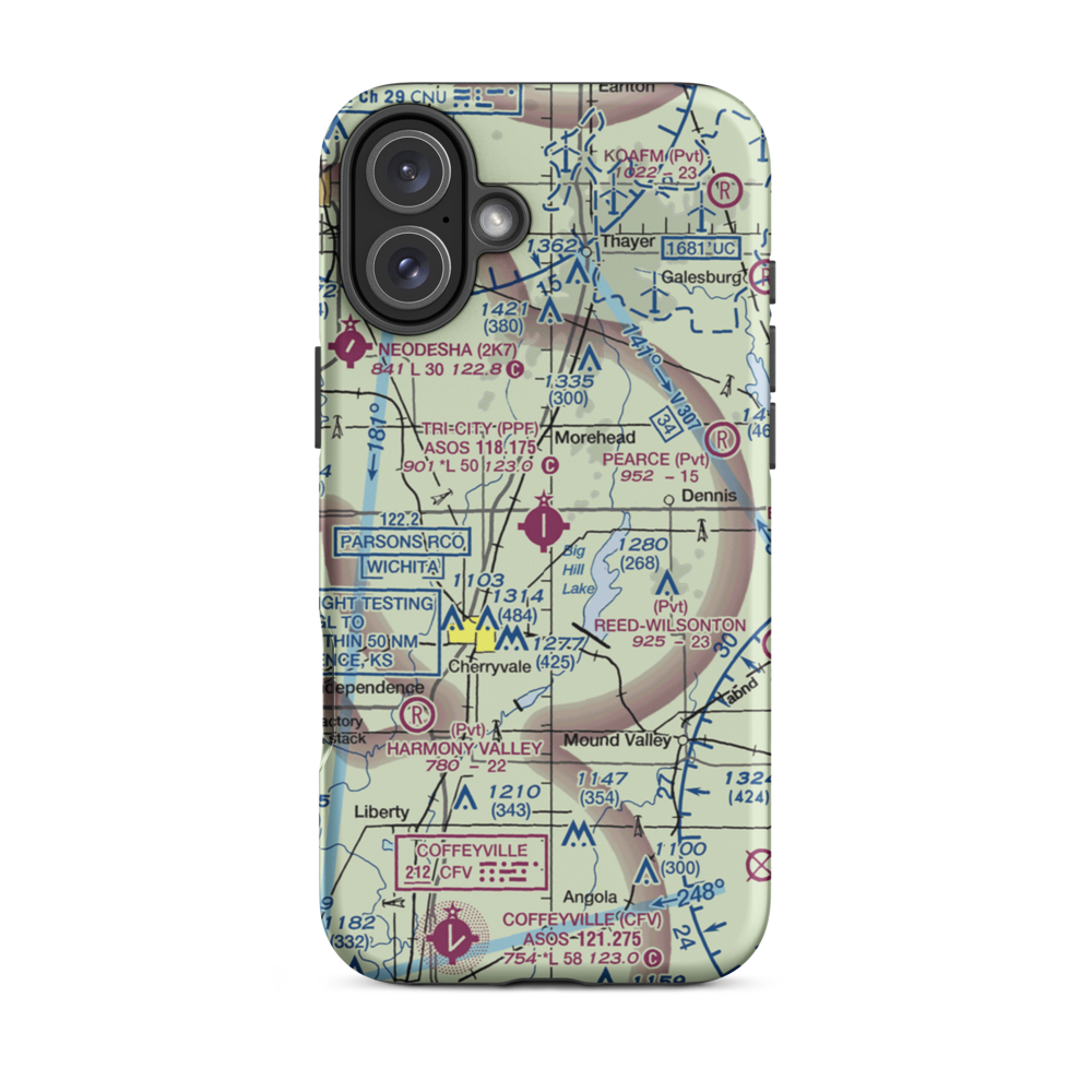 Tri-City Airport (PPF) VFR Sectional  Tough iPhone Case iPhone 16 Plus model shown