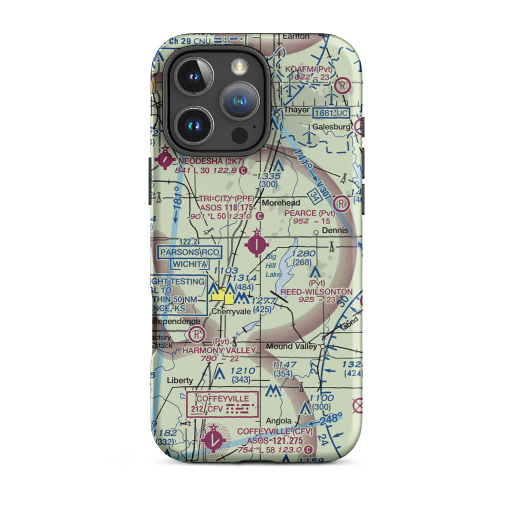 Tri-City Airport (PPF) VFR Sectional  Tough iPhone Case iPhone 16 Pro Max model shown